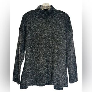 Well Worn Nep Yarn Sweater Women’s Size M Cozy Mock Neck Dark Gray Speckled